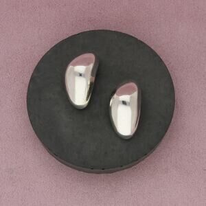 mexico sterling silver vintage modernist dome clip-on earrings